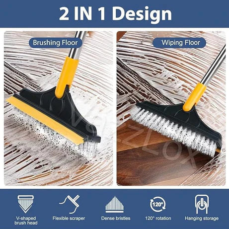 (Mega Sale) 2 in 1 Cleaning Brush Floor Scrub Broom Wiper Scraper